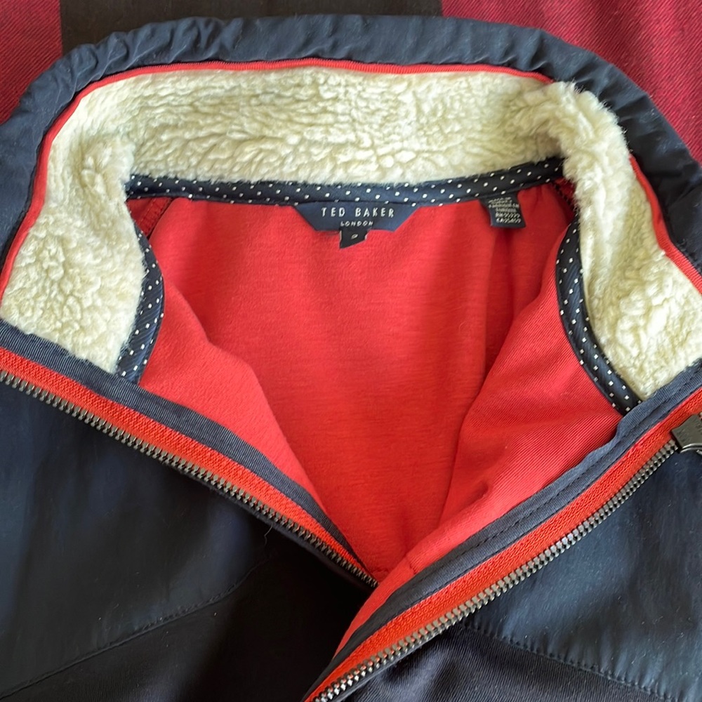 Ted Baker London Mens 3 Full Zip Light Jacket with neck fur and toggles
